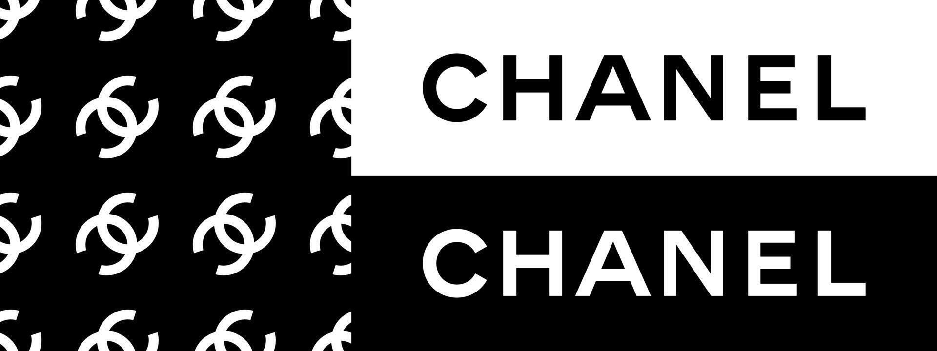 chanel vector logo and pattern. Editorial use. Vinnitsa, Ukraine - February 15, 2024