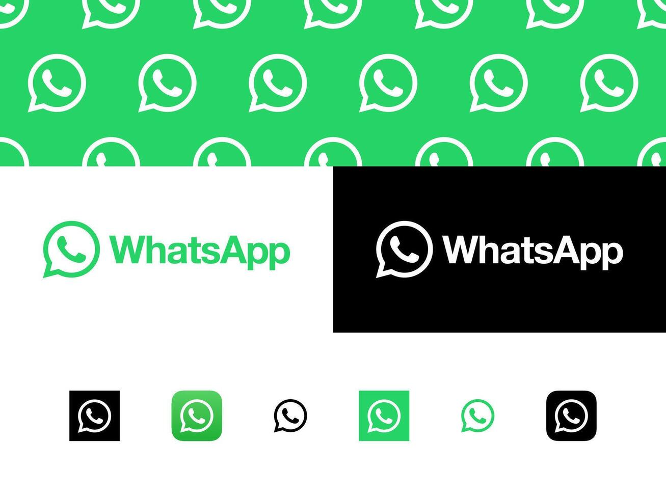 whatsapp vector logo icons and pattern. Editorial use. Vinnitsa, Ukraine - February 15, 2024