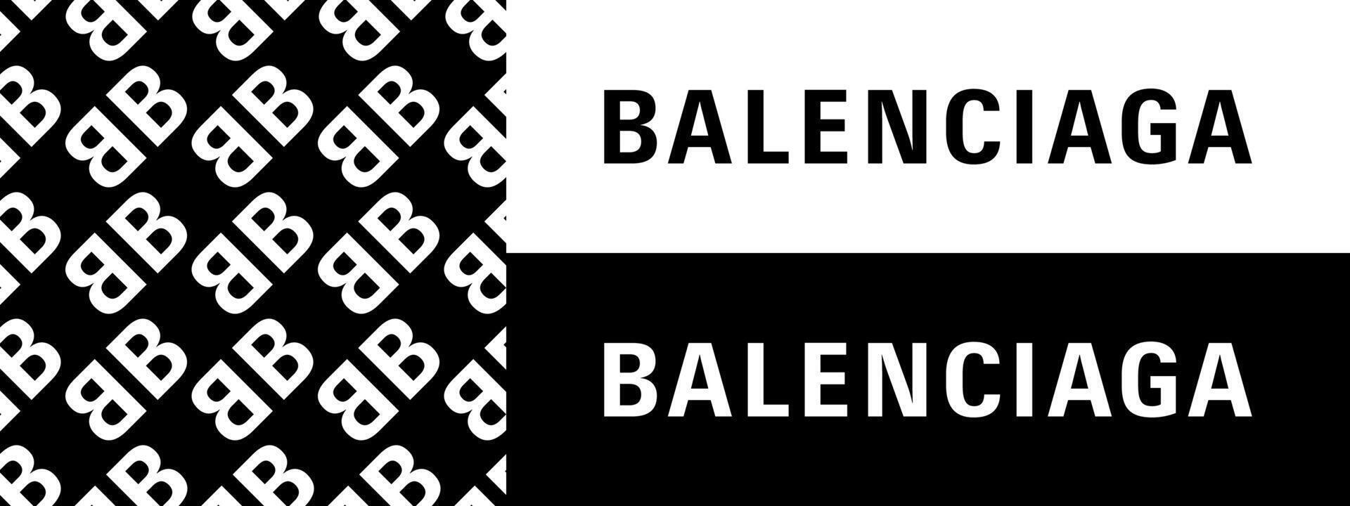 balenciaga vector logo icons and pattern. Editorial use. Vinnitsa, Ukraine - February 15, 2024