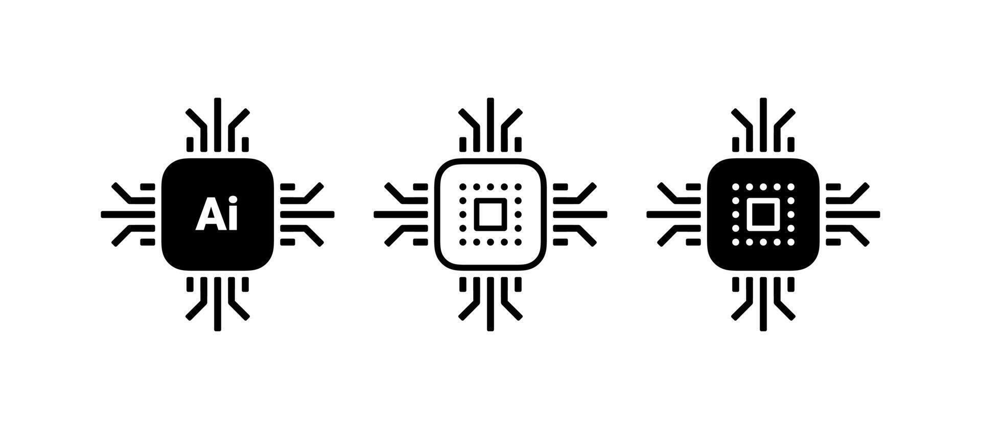 Artificial intelligence chips. Vector icons