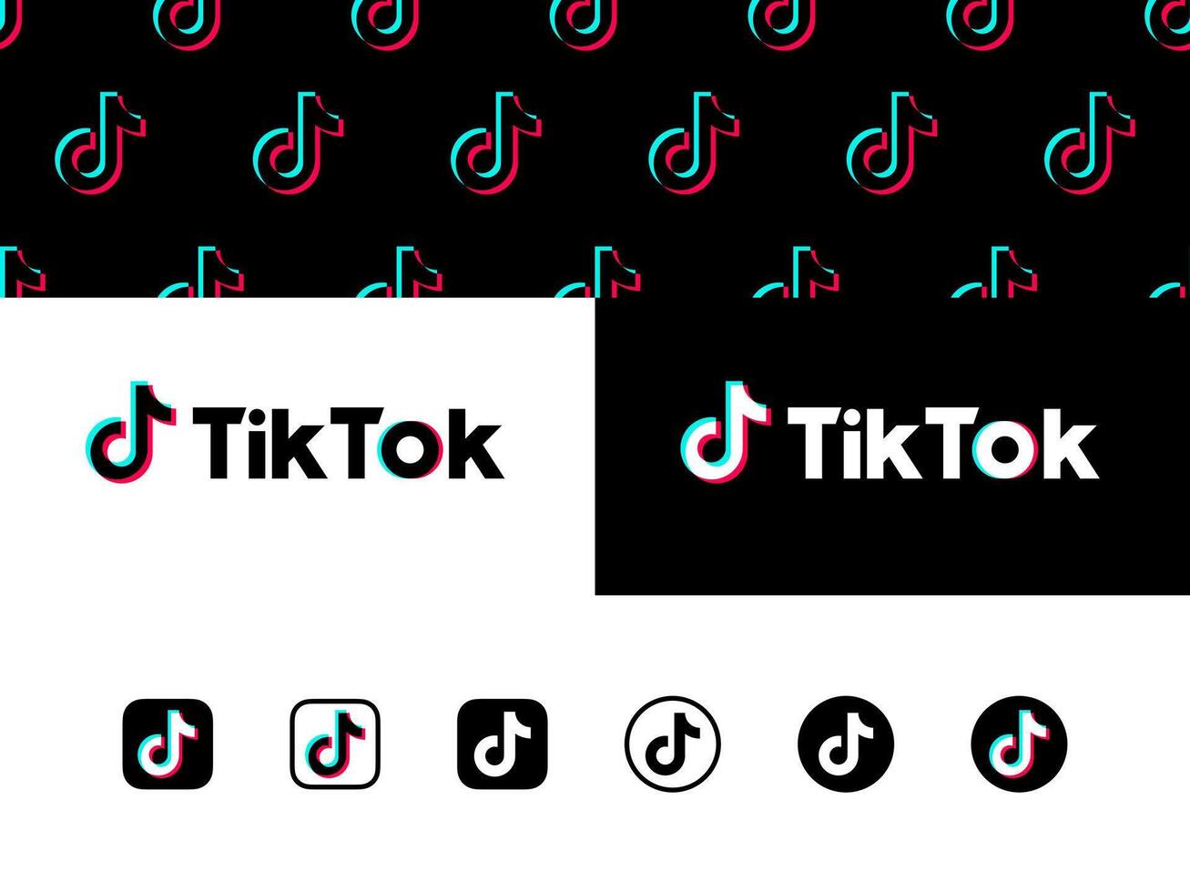tiktok vector logo icons and pattern. Editorial use. Vinnitsa, Ukraine - February 15, 2024