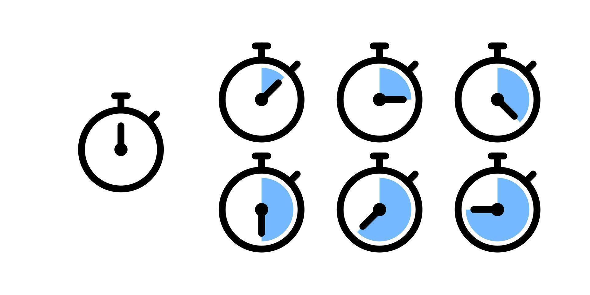 Timer clock signs. Vector icons