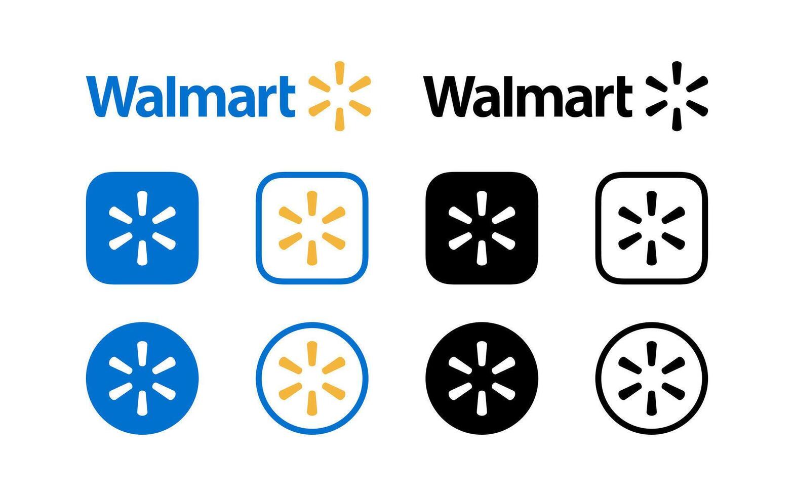 Walmart logos. Editorial use only. Vinnitsa, Ukraine - February 20, 2024 vector