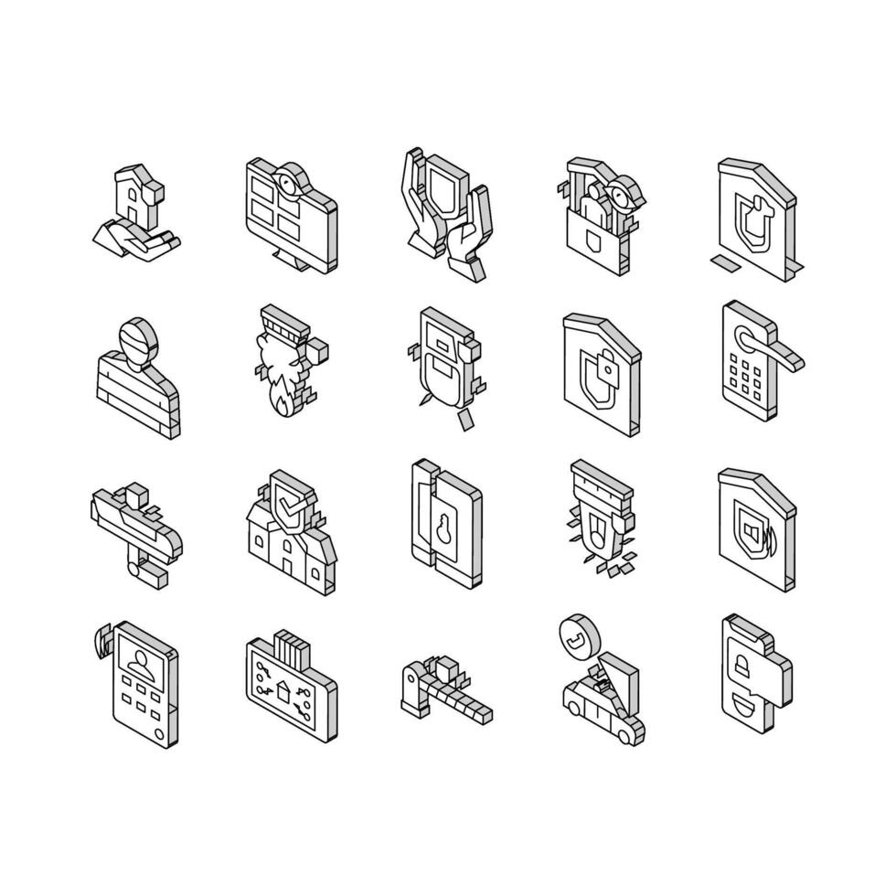 Home Security Device Collection isometric icons set vector