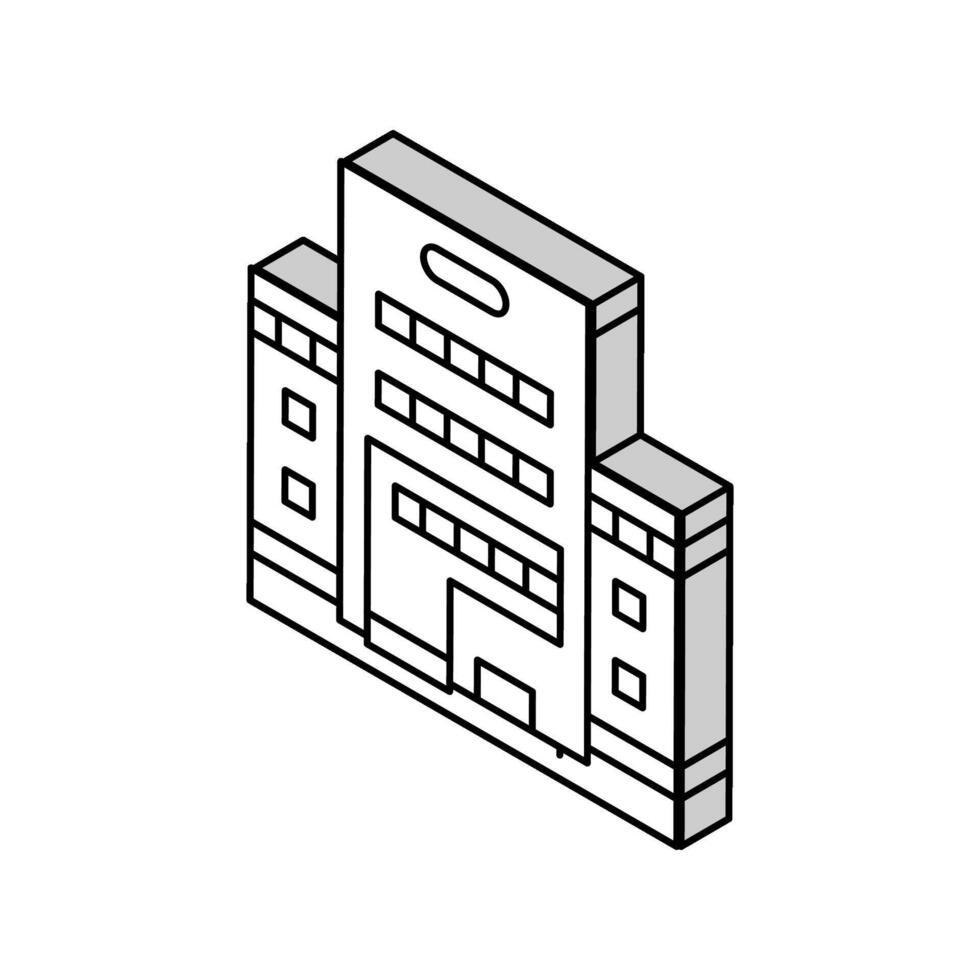 hospital building isometric icon vector illustration