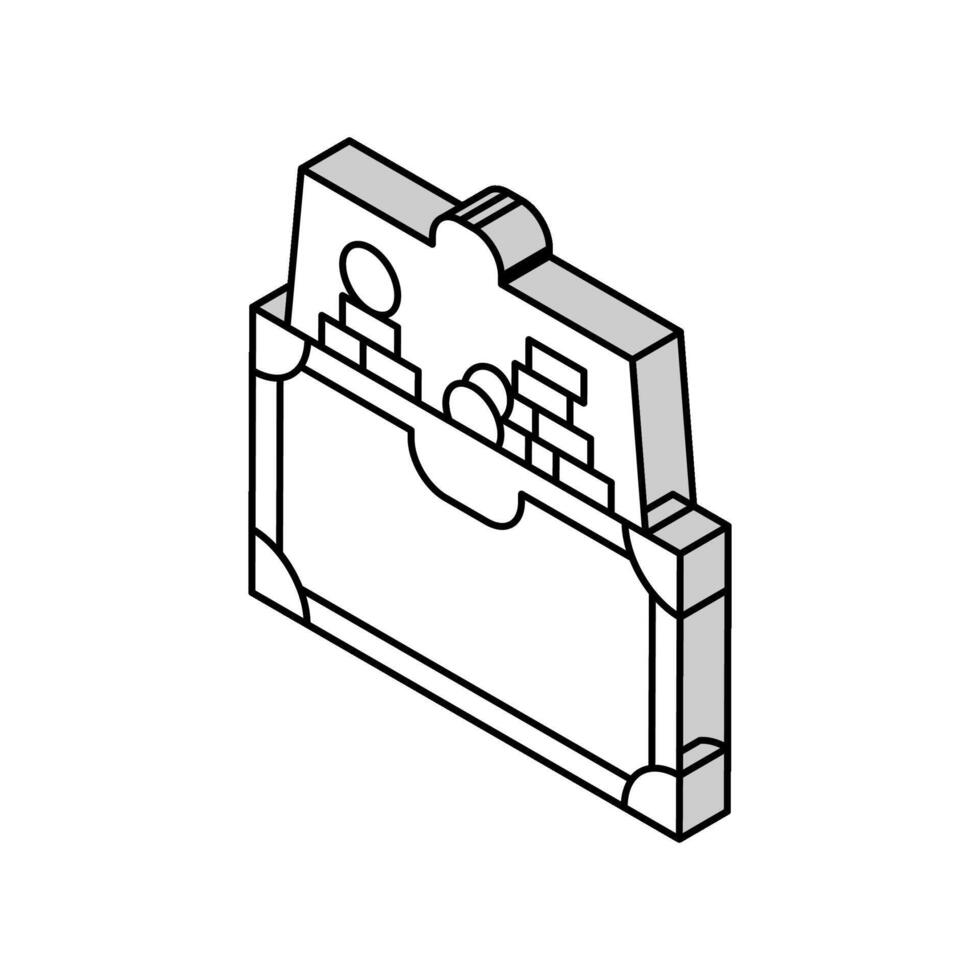 abierto cofre isométrica icono vector ilustración