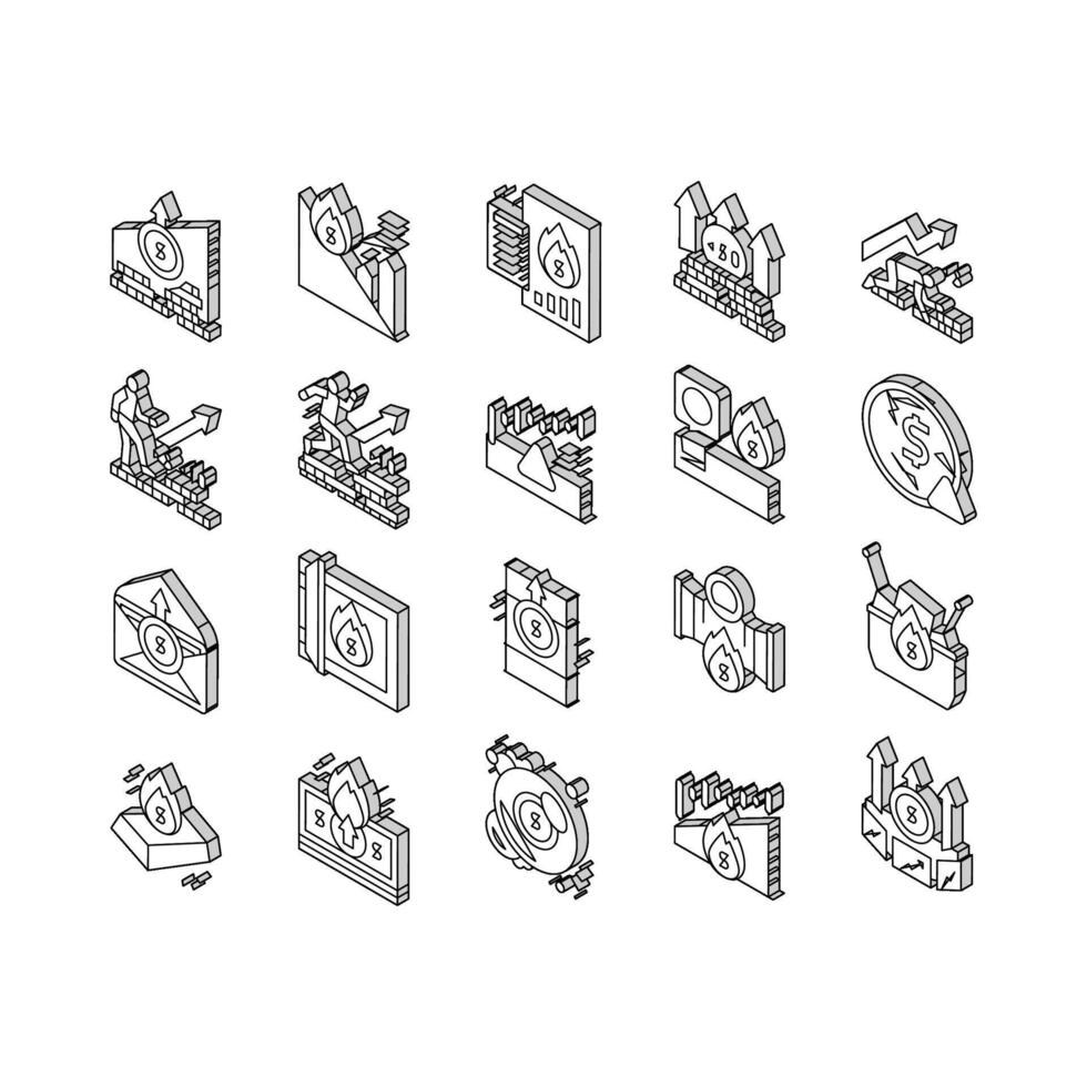 inflación financiero mundo problema isométrica íconos conjunto vector