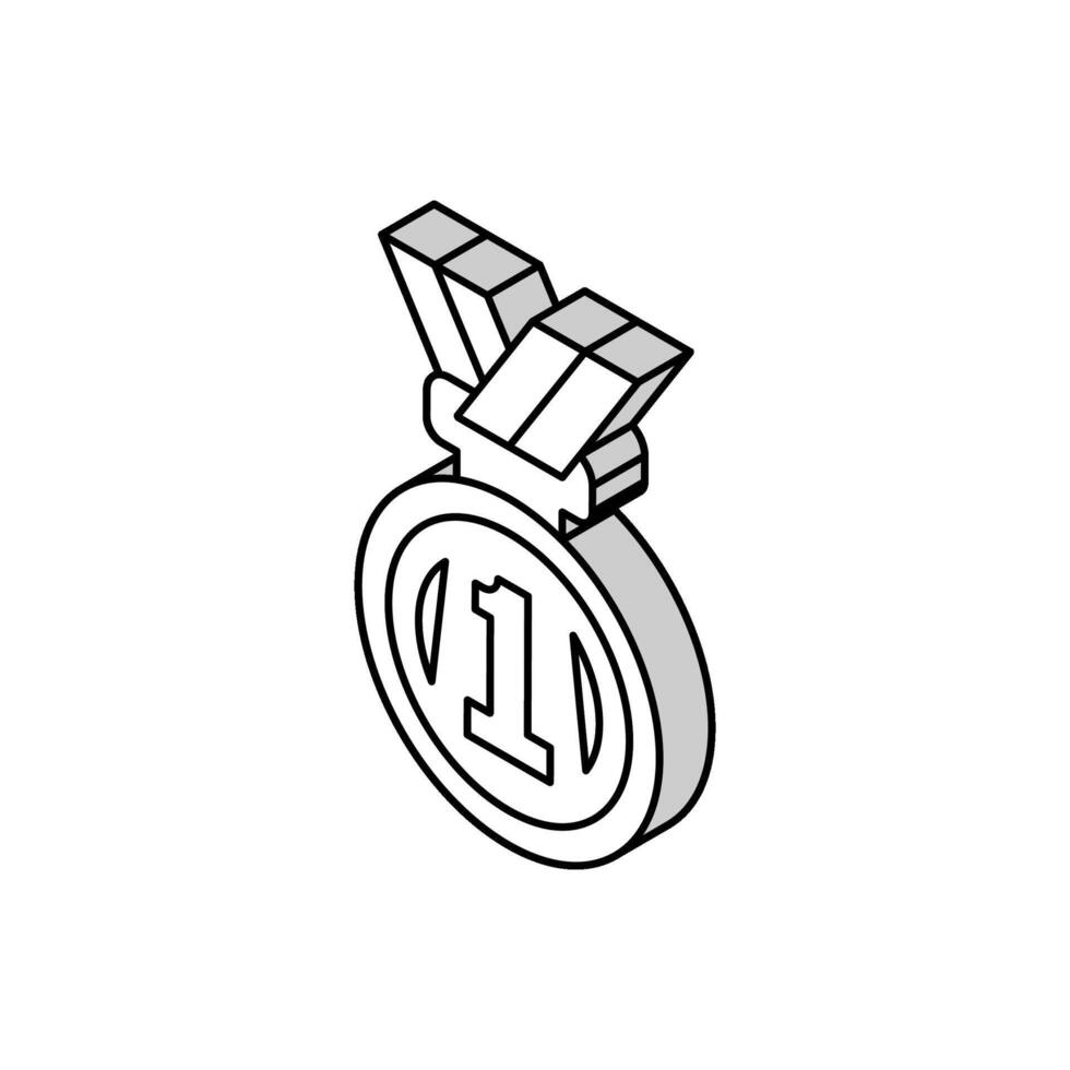 primero sitio medalla isométrica icono vector ilustración