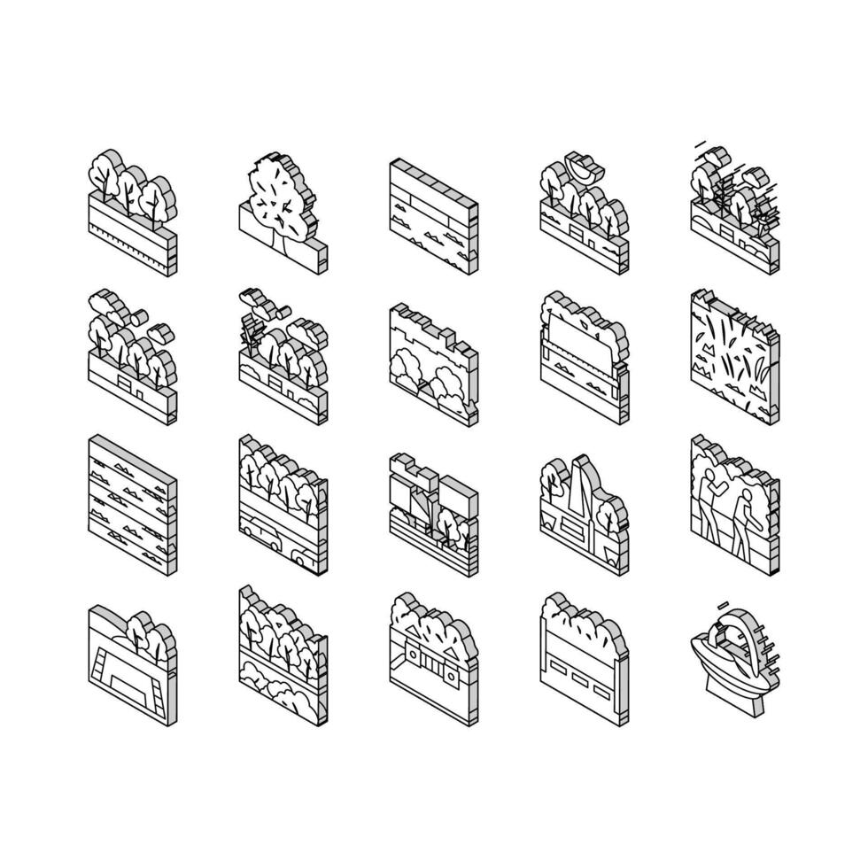 Park Meadow Nature And Playground isometric icons set vector