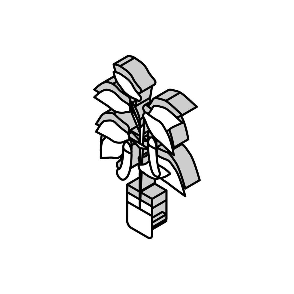 eggplant in pots isometric icon vector illustration