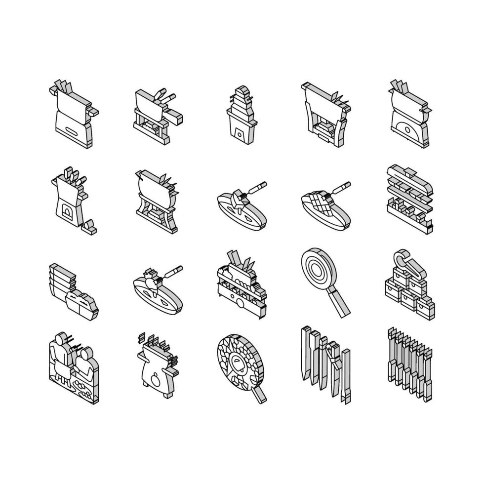 fondue Cocinando delicioso comida isométrica íconos conjunto vector