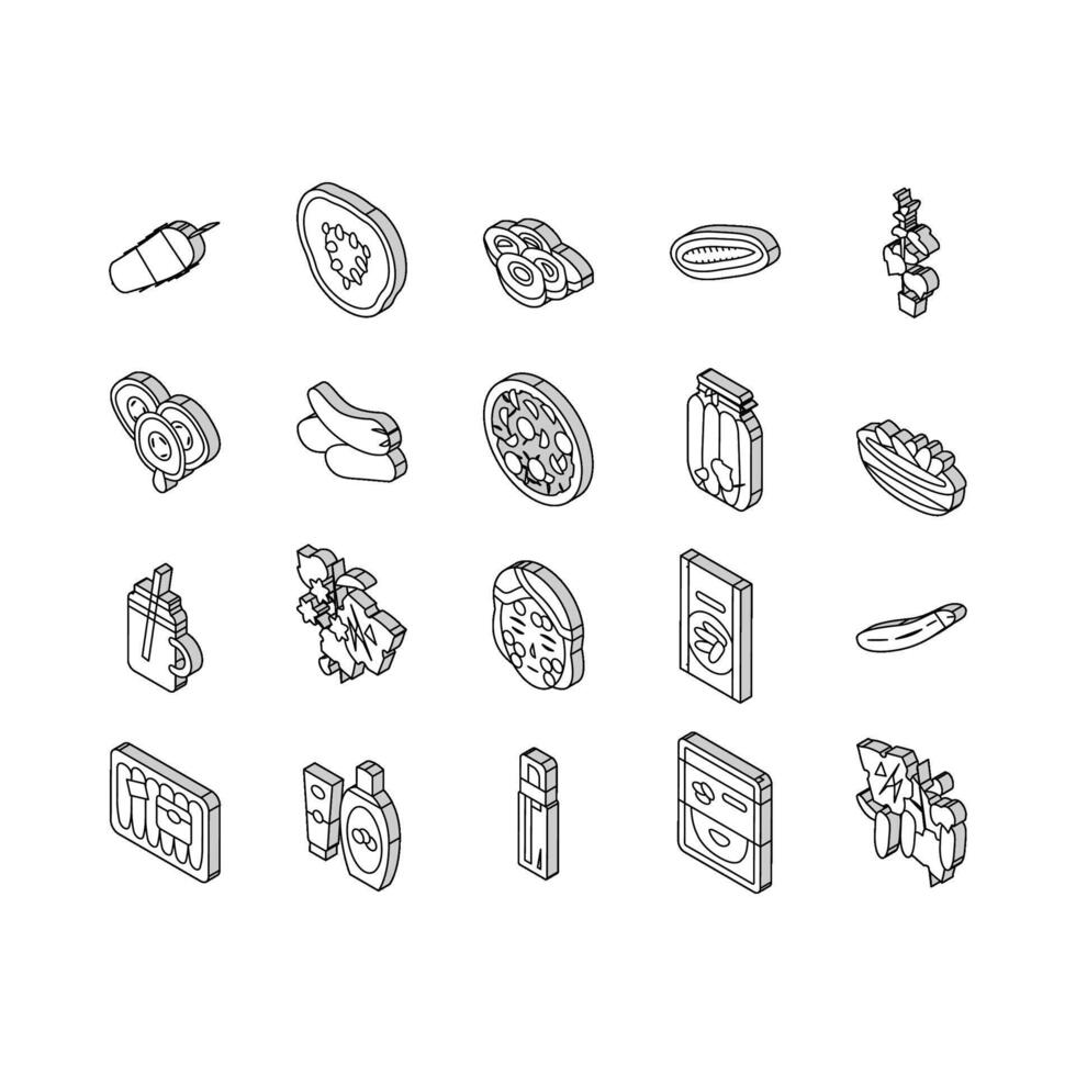 Cucumber Natural Bio Vegetable isometric icons set vector