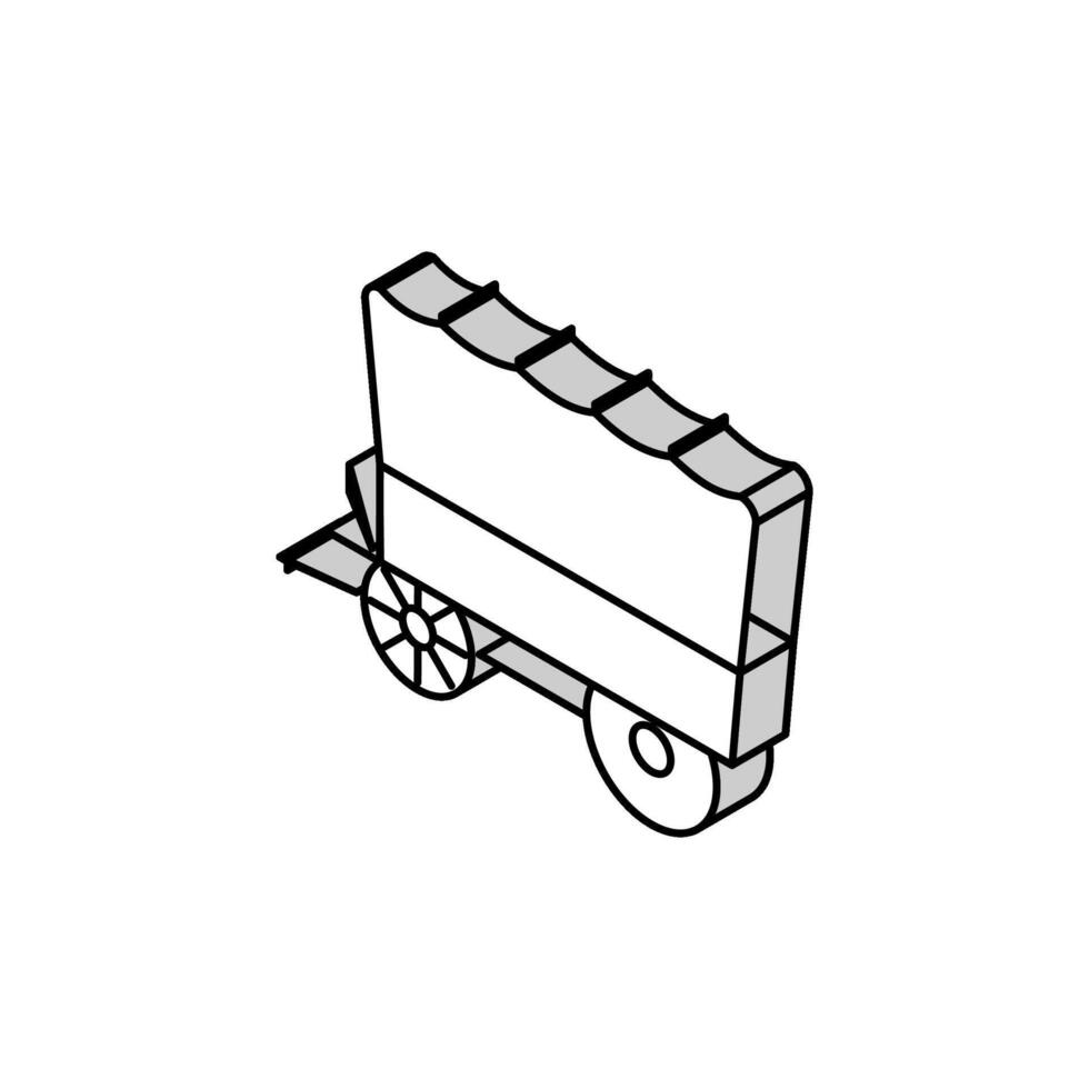 wagon medieval transport isometric icon vector illustration