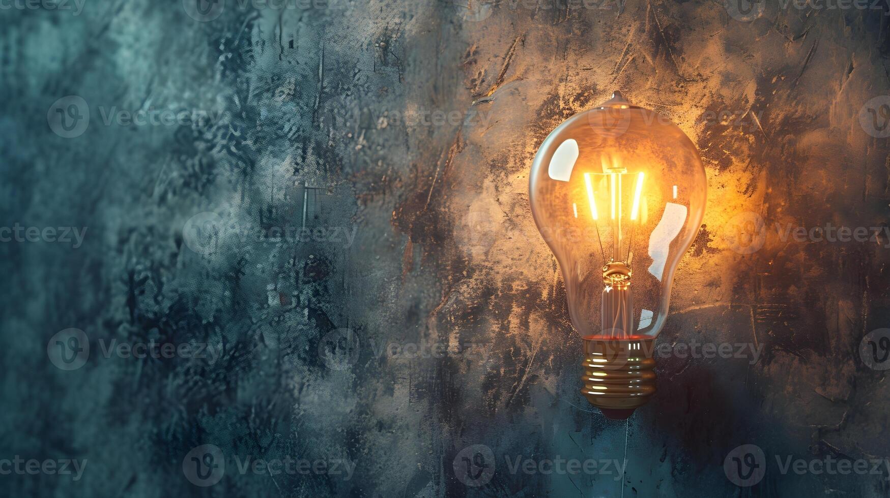 AI generated A light bulb against textured background with space for text, background image, generative AI photo
