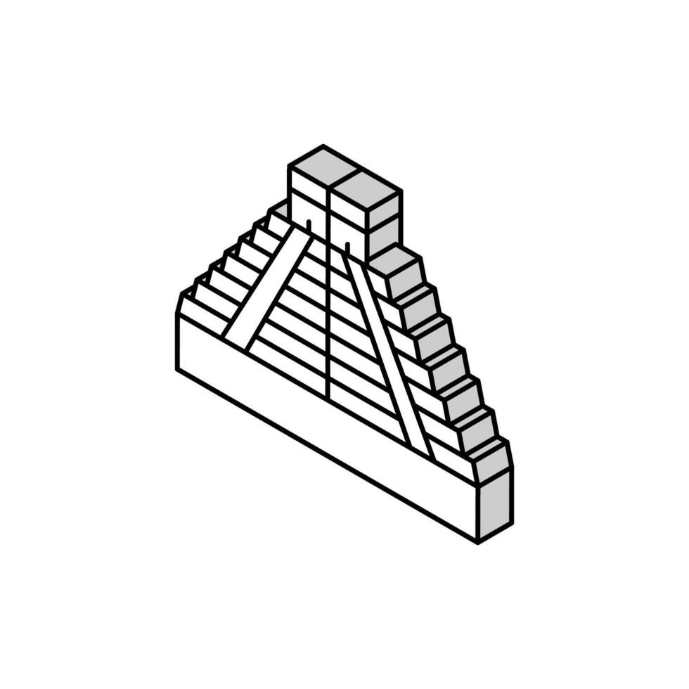 chichen itza isometric icon vector illustration
