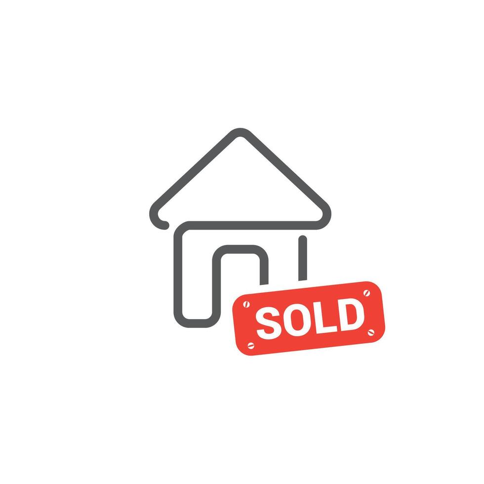 vector sticker symbol for sold house.