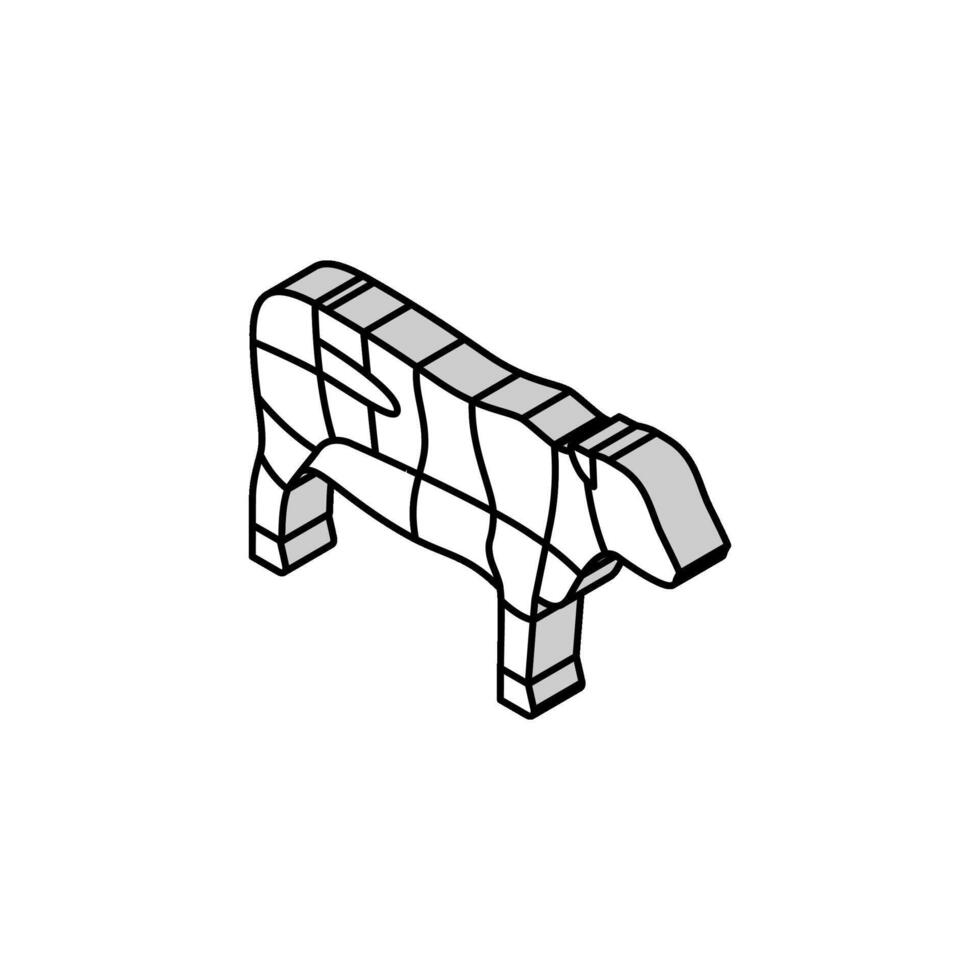 solomillo vaca carne isométrica icono vector ilustración