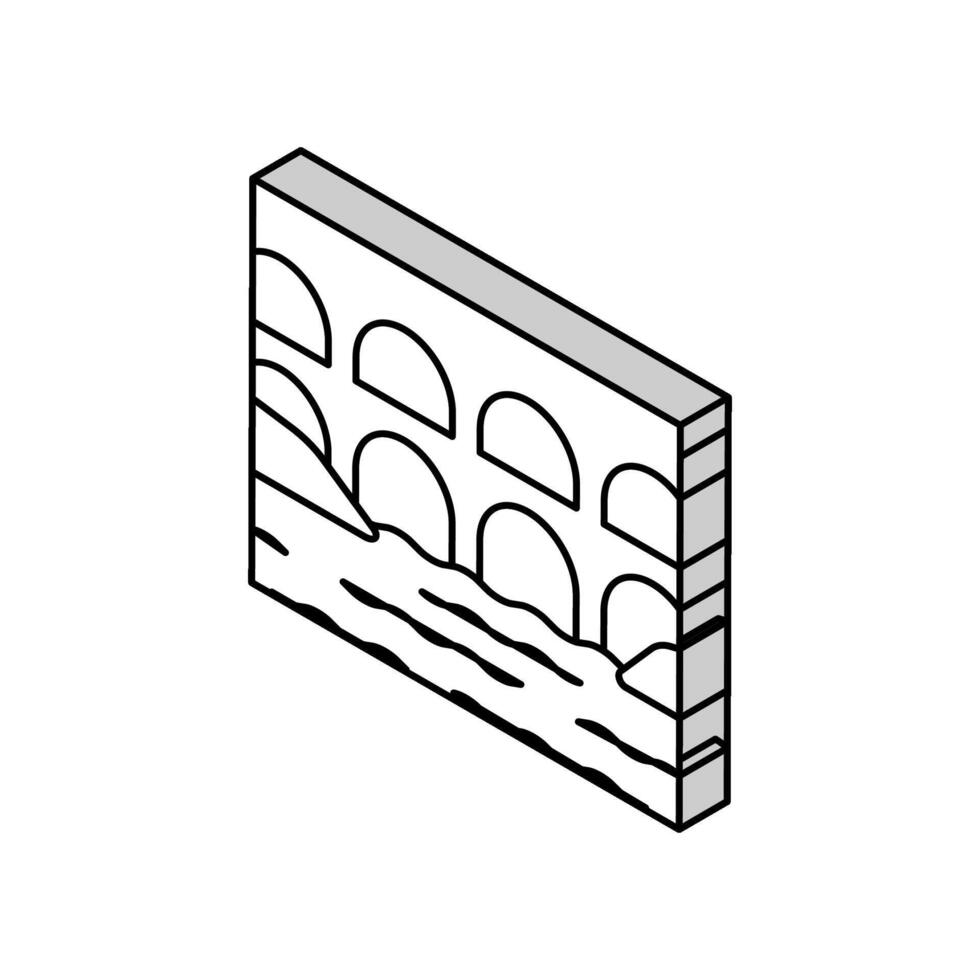 acueducto construcción isométrica icono vector ilustración