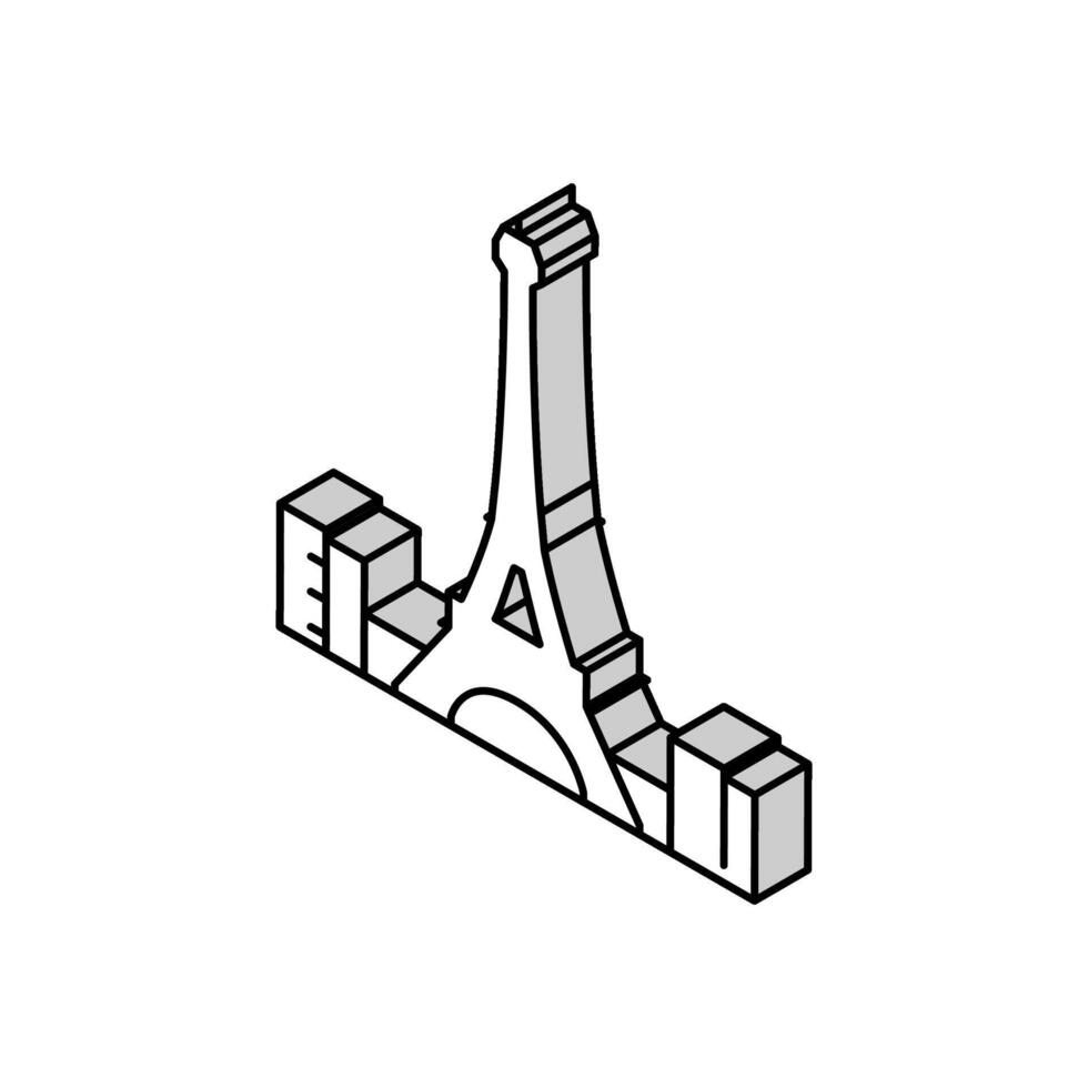 ilustración de vector de icono isométrico de torre eiffel