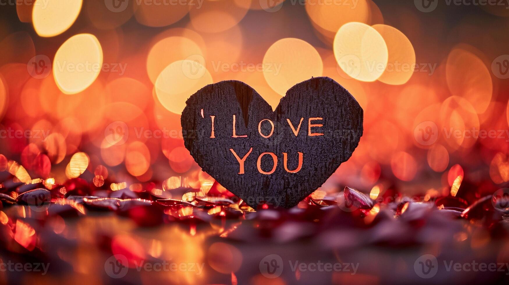 AI generated Written text 'I Love You' on valentine's day atmosphere background, background image, generative AI photo