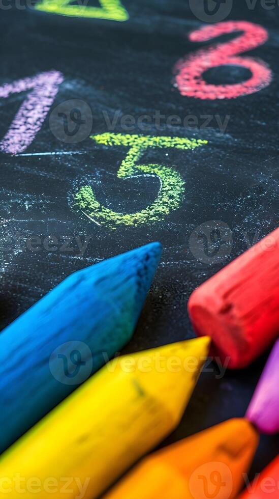 AI generated Back to school, Chalkboard Countdown, Use a chalkboard to create a countdown to the first day of school with vibrant chalk colors, background image, generative AI photo