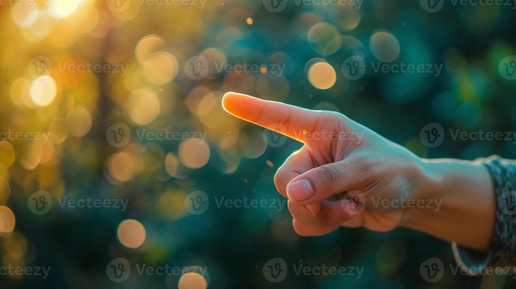 AI generated Hand with an extended index finger pointing in a specific direction, background image, generative AI photo