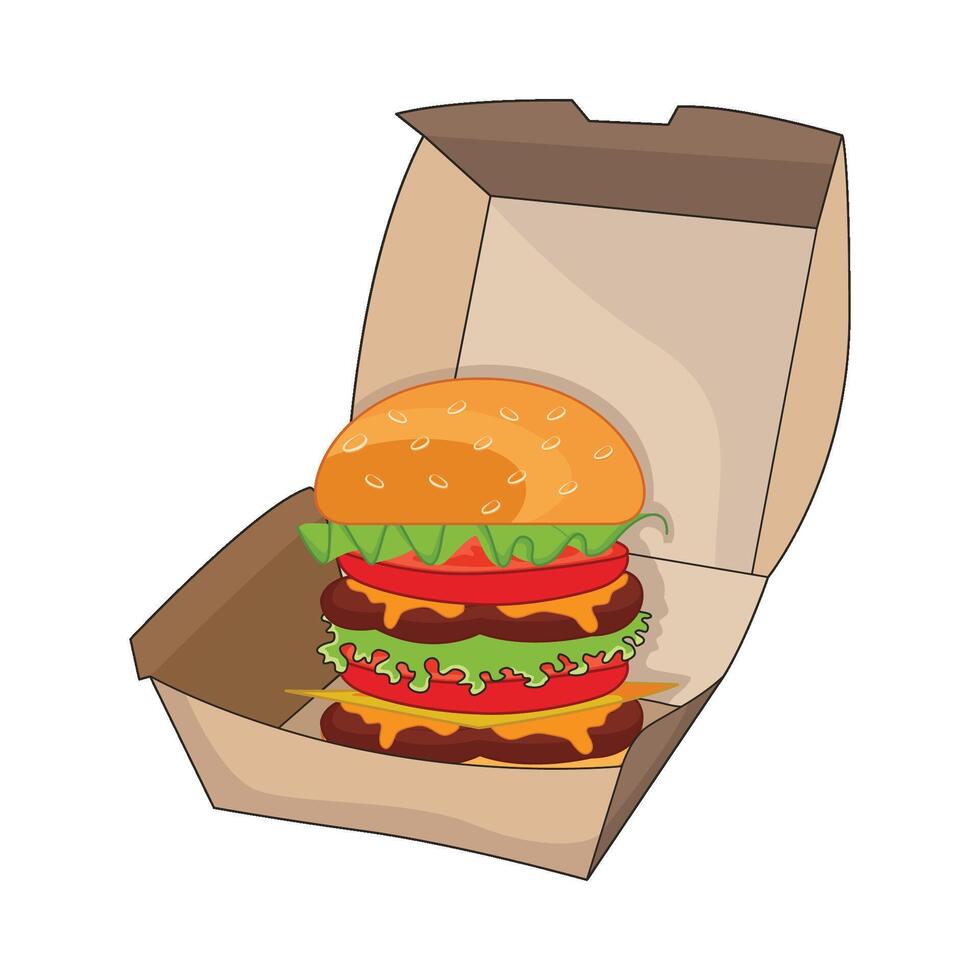 illustration of burger box vector