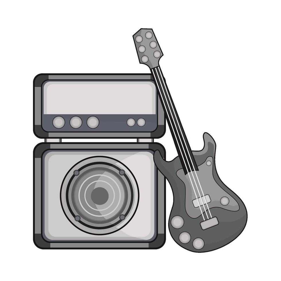illustration of electric guitar with speaker vector