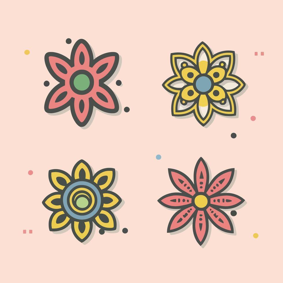 Flower Elements Vector, Flower icon Collection vector illustration