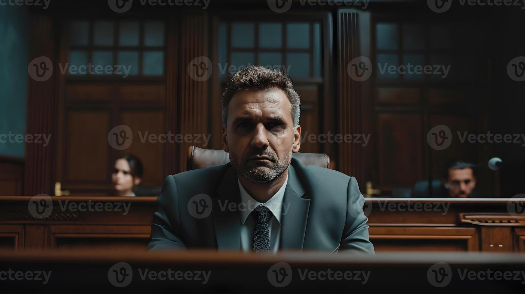AI generated Portrait of a male lawyer on duty in court, generative AI photo