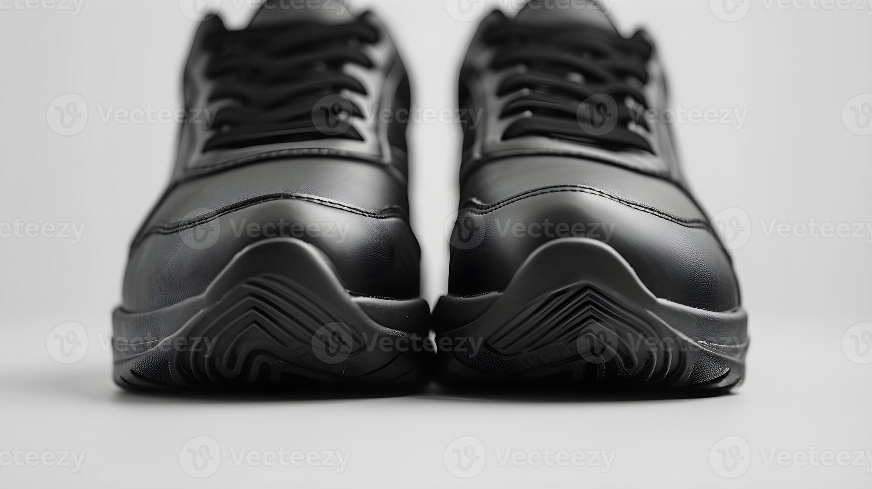 AI generated Close-up portrait of black sports shoes against white background, generative AI photo