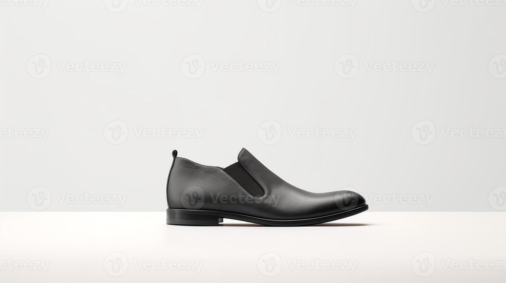 AI generated Charcoal Chelsea Boots isolated on flat white background with copy space for advertisement. Generative AI photo