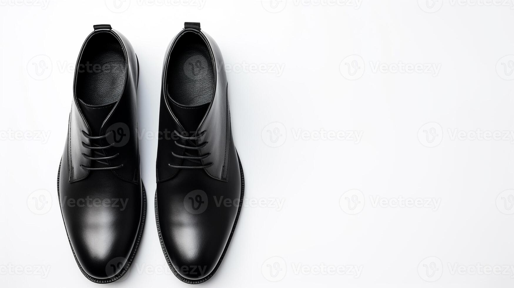 AI generated Black Chukka Boots isolated on flat white background with copy space for advertisement. Generative AI photo