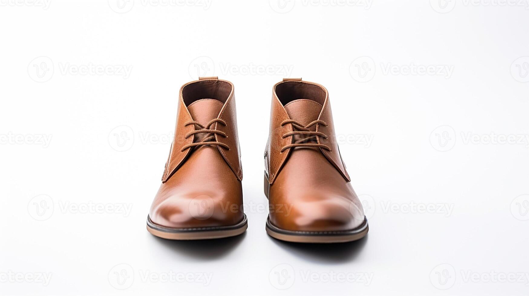 AI generated Brown Chukka Boots isolated on flat white background with copy space for advertisement. Generative AI photo
