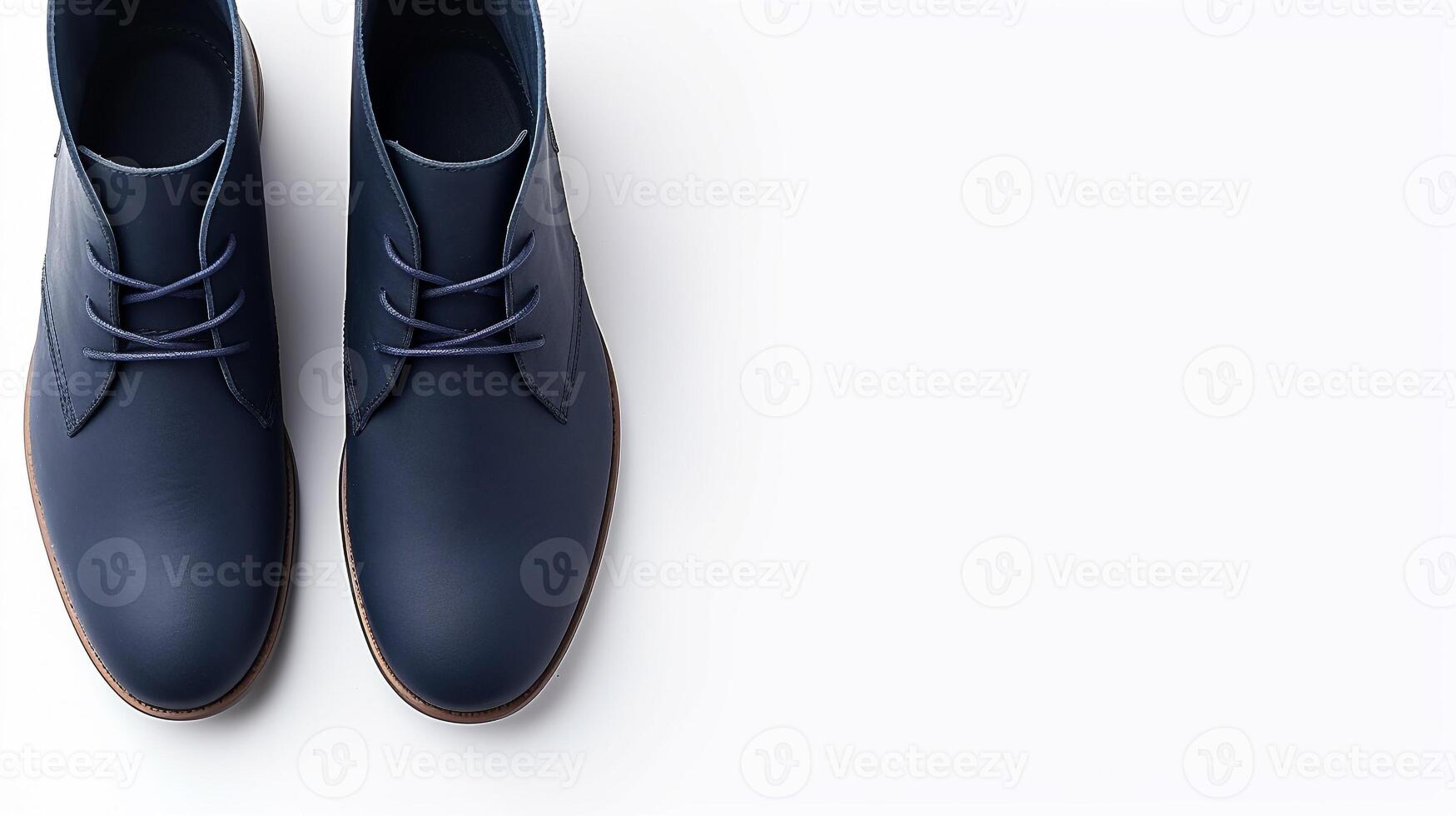 AI generated Navy Chukka Boots isolated on flat white background with copy space for advertisement. Generative AI photo