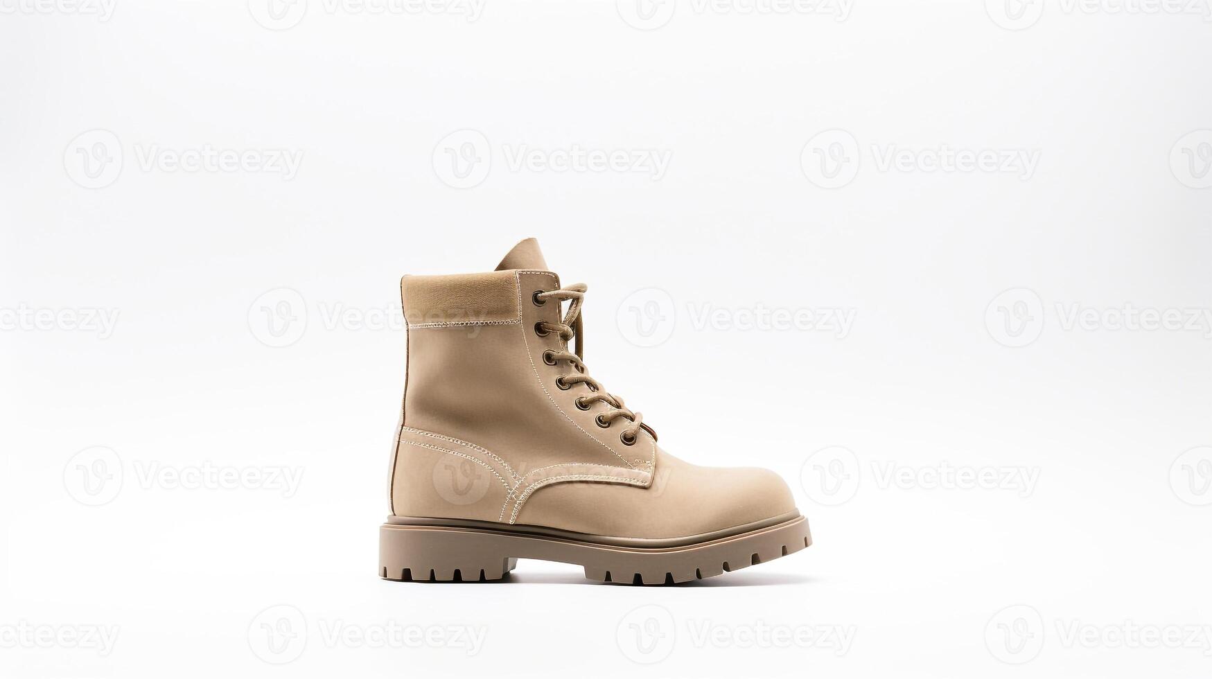 AI generated Beige Combat Boots isolated on flat white background with copy space for advertisement. Generative AI photo