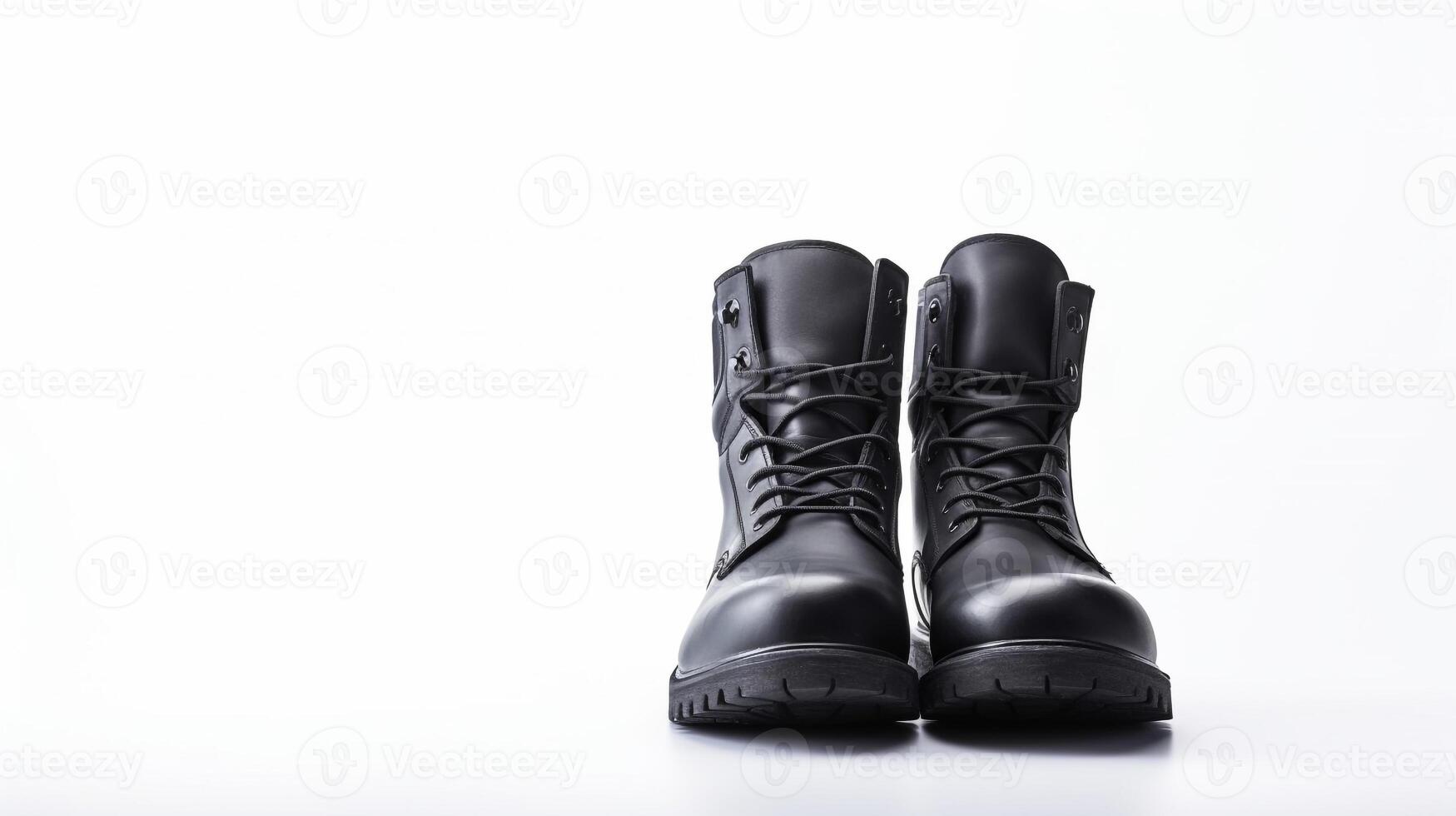 AI generated Navy Combat Boots isolated on flat white background with copy space for advertisement. Generative AI photo