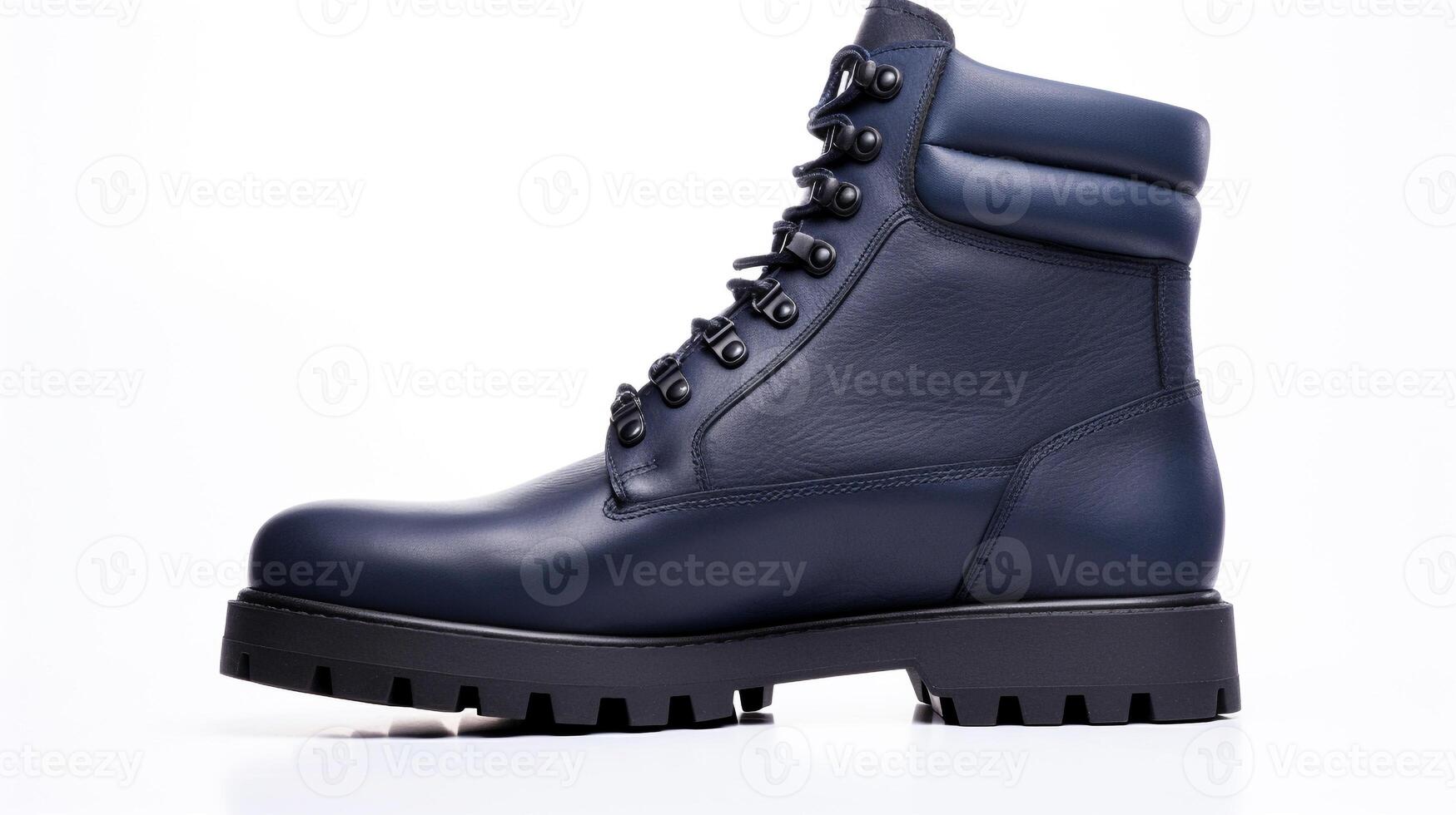 AI generated Navy Combat Boots isolated on flat white background with copy space for advertisement. Generative AI photo