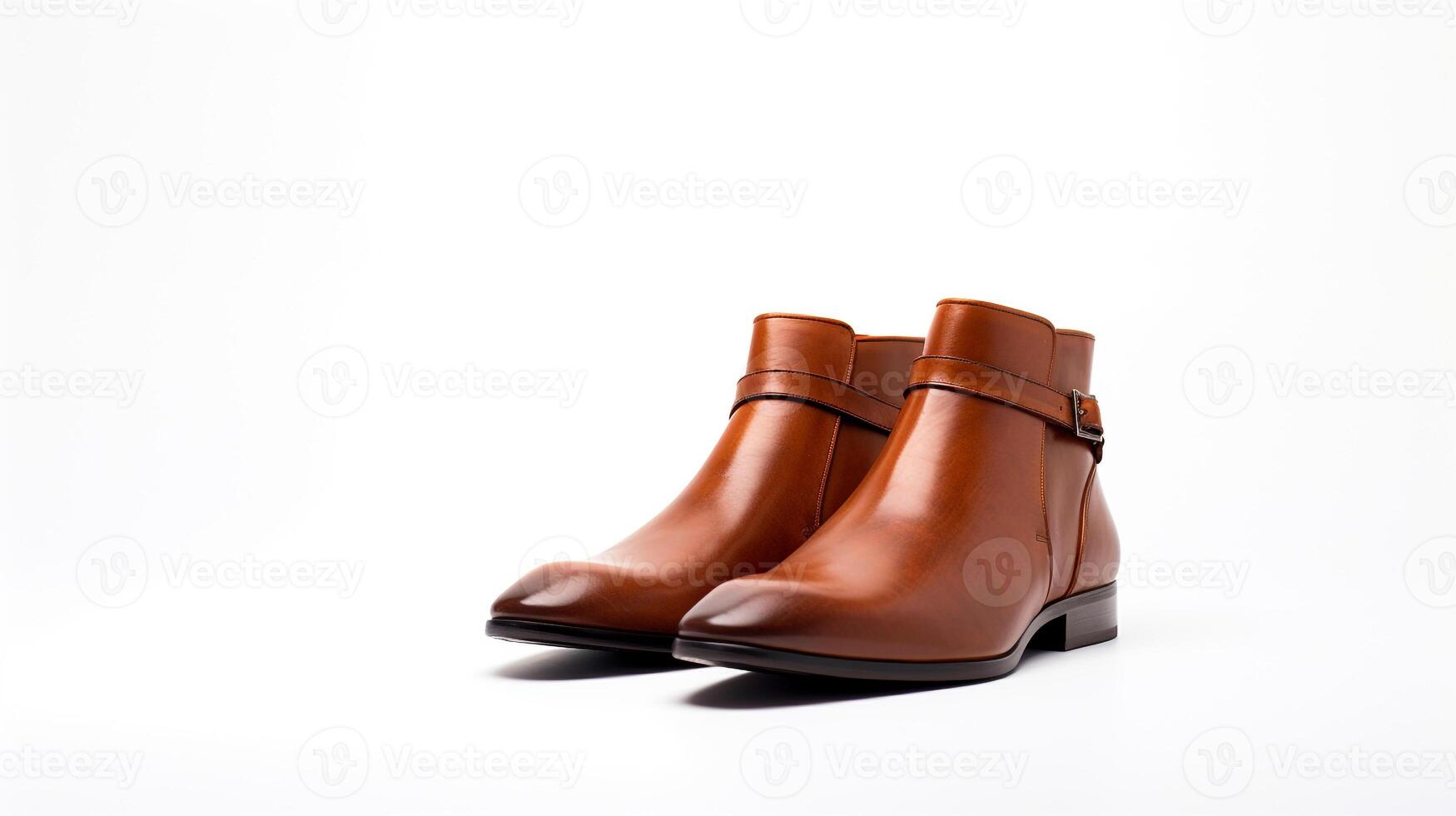 AI generated Chestnut Dress Boots isolated on flat white background with copy space for advertisement. Generative AI photo