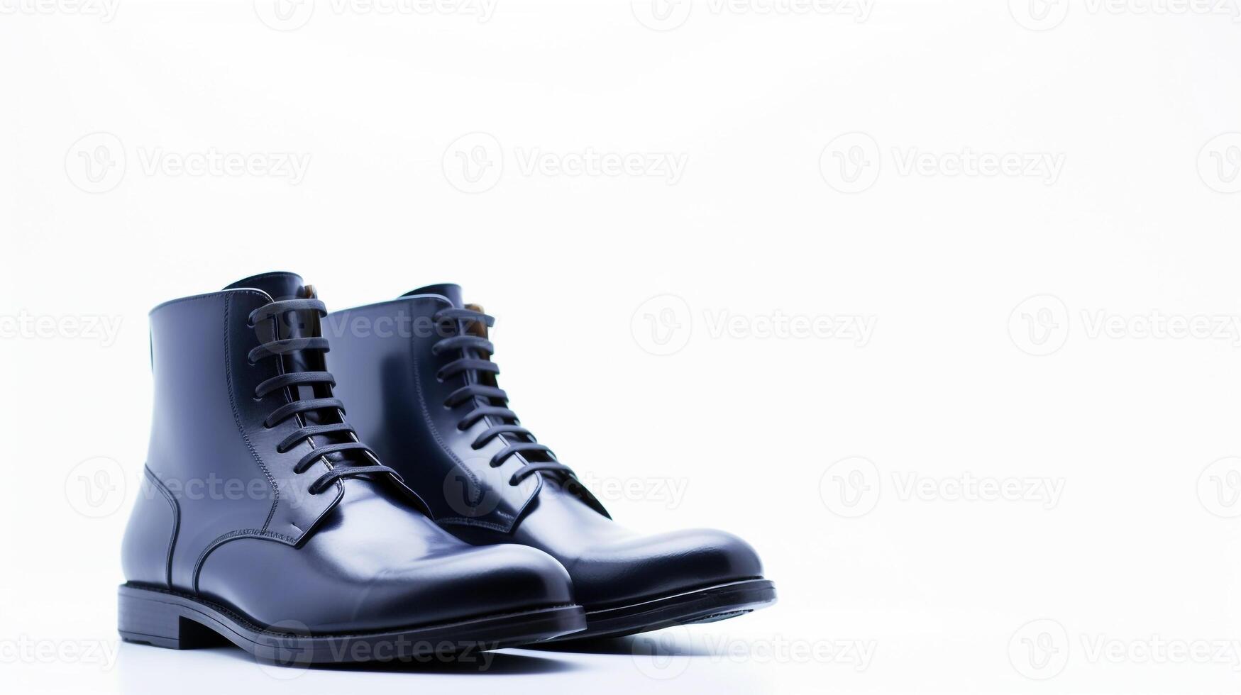 AI generated Navy Dress Boots isolated on flat white background with copy space for advertisement. Generative AI photo