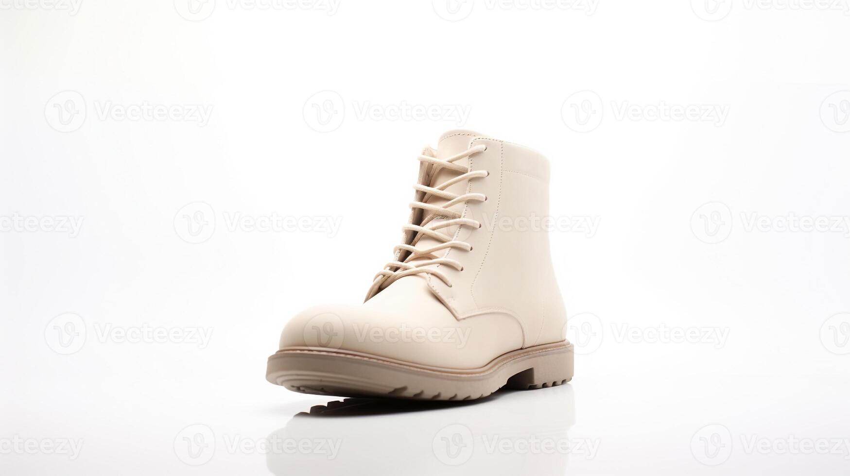 AI generated Beige Fashion Boots isolated on flat white background with copy space for advertisement. Generative AI photo