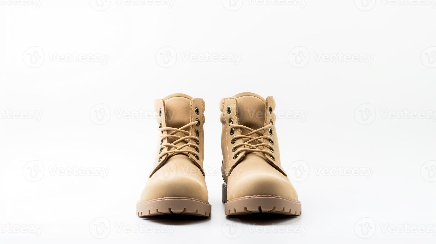AI generated Beige Fashion Boots isolated on flat white background with copy space for advertisement. Generative AI photo