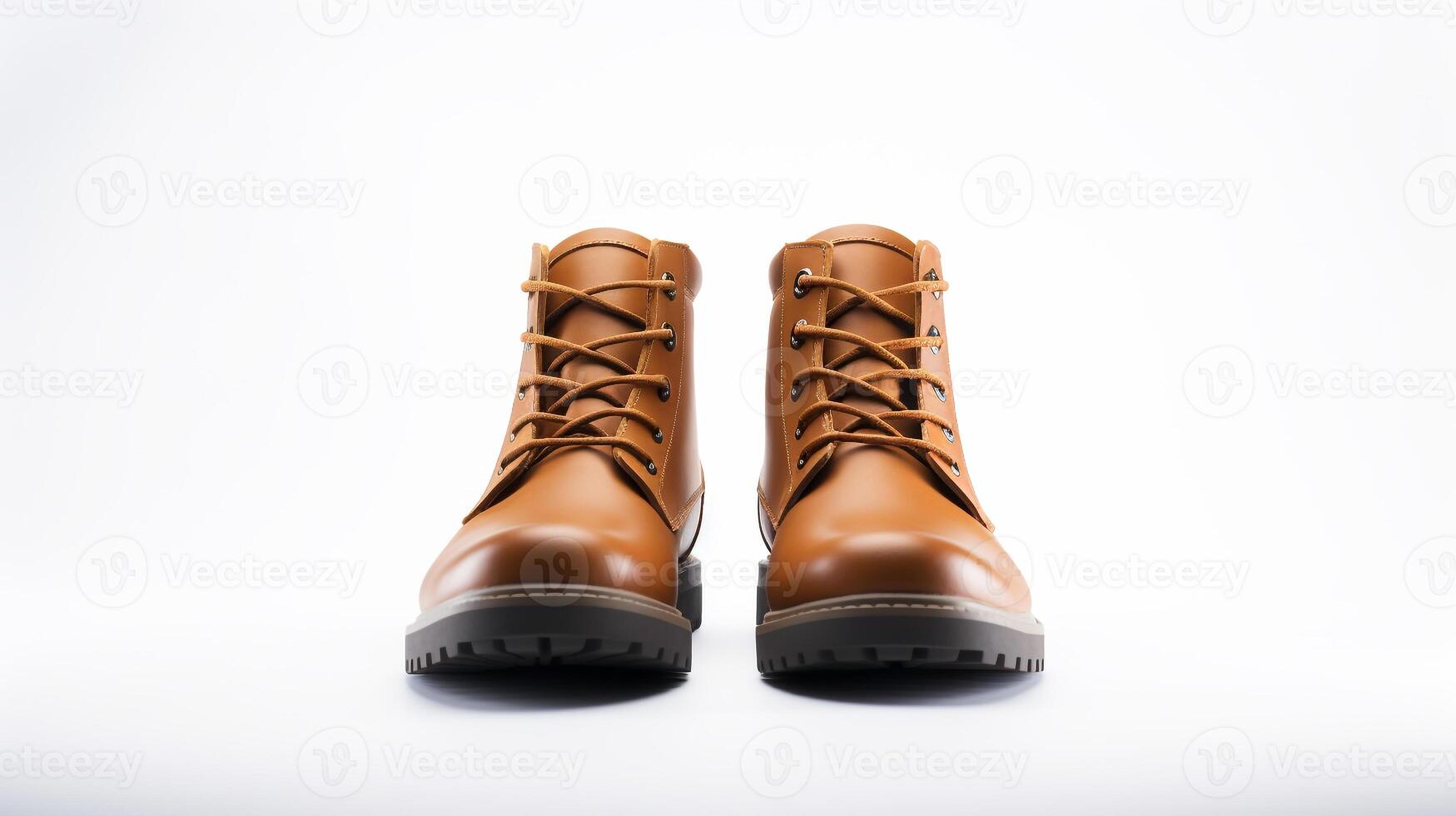 AI generated Tan Fashion Boots isolated on flat white background with copy space for advertisement. Generative AI photo