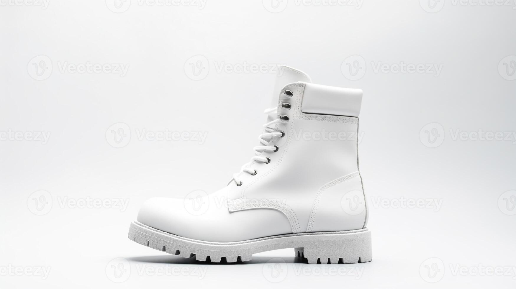 AI generated White Fashion Boots isolated on flat white background with copy space for advertisement. Generative AI photo