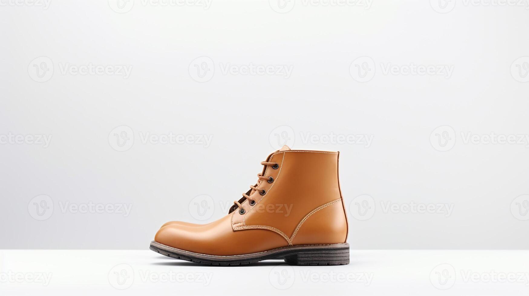AI generated Tan Fashion Boots isolated on flat white background with copy space for advertisement. Generative AI photo