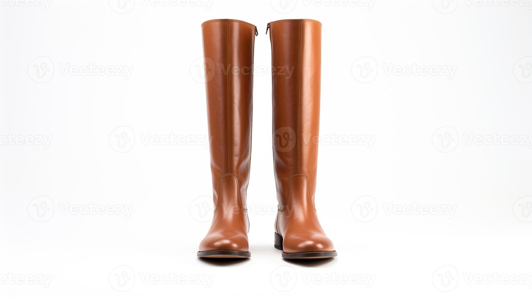 AI generated Chestnut Riding Boots isolated on flat white background with copy space for advertisement. Generative AI photo