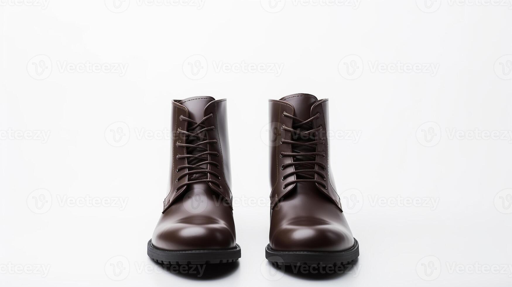 AI generated Dark Brown Riding Boots isolated on flat white background with copy space for advertisement. Generative AI photo