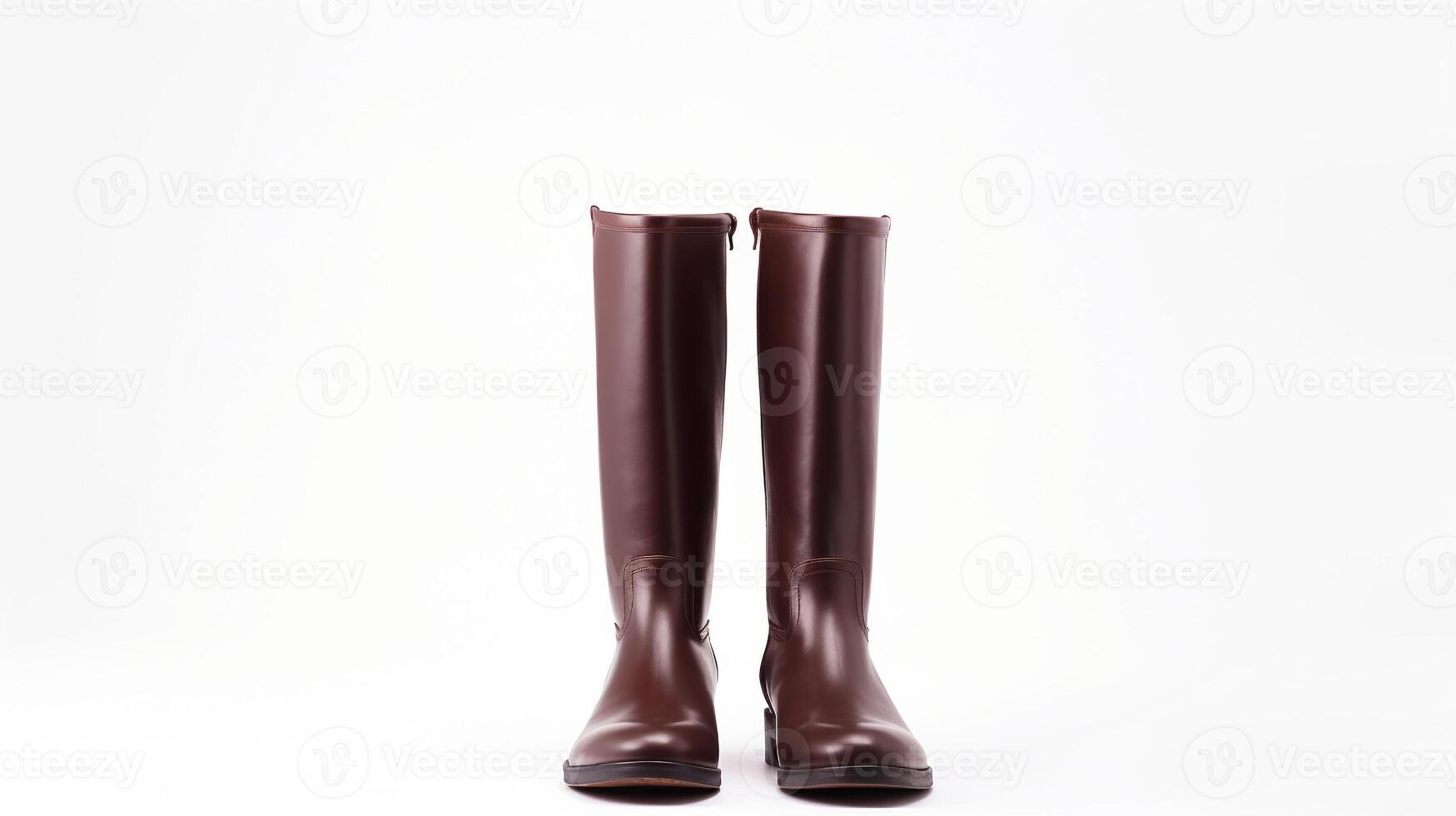 AI generated Mahogany Riding Boots isolated on flat white background with copy space for advertisement. Generative AI photo