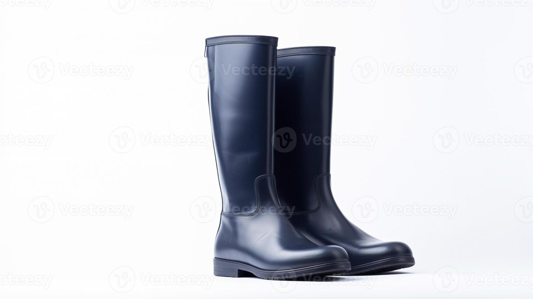 AI generated Navy Riding Boots isolated on flat white background with copy space for advertisement. Generative AI photo