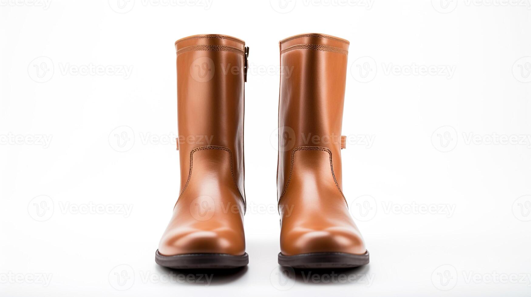 AI generated Tan Riding Boots isolated on flat white background with copy space for advertisement. Generative AI photo